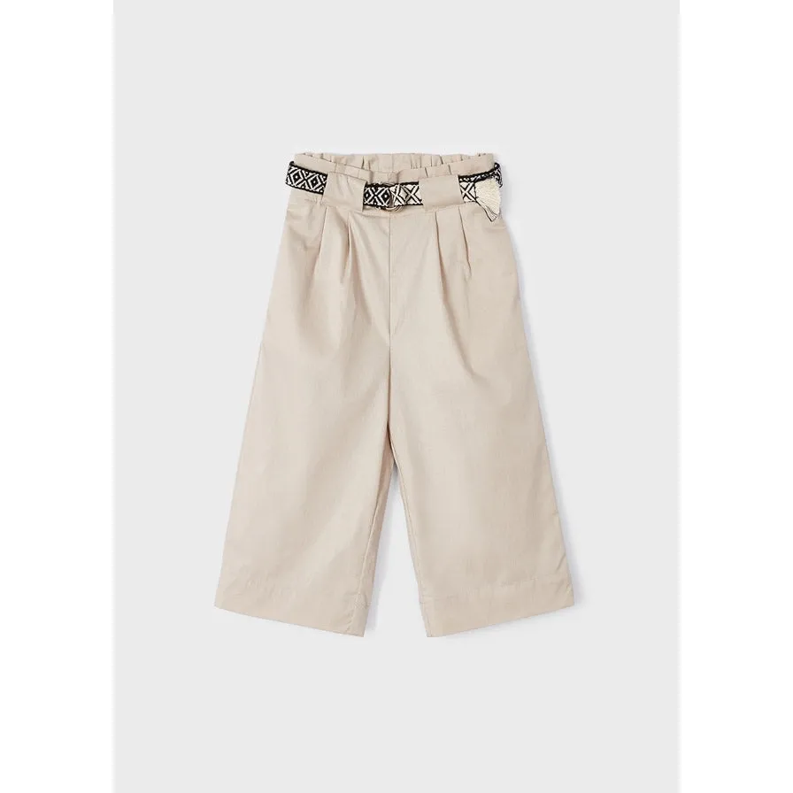 Mayoral Almond Cropped Pants & Belt Set