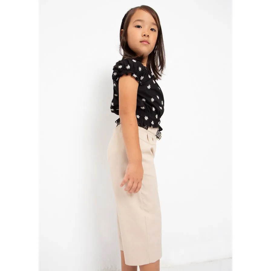 Mayoral Almond Cropped Pants & Belt Set