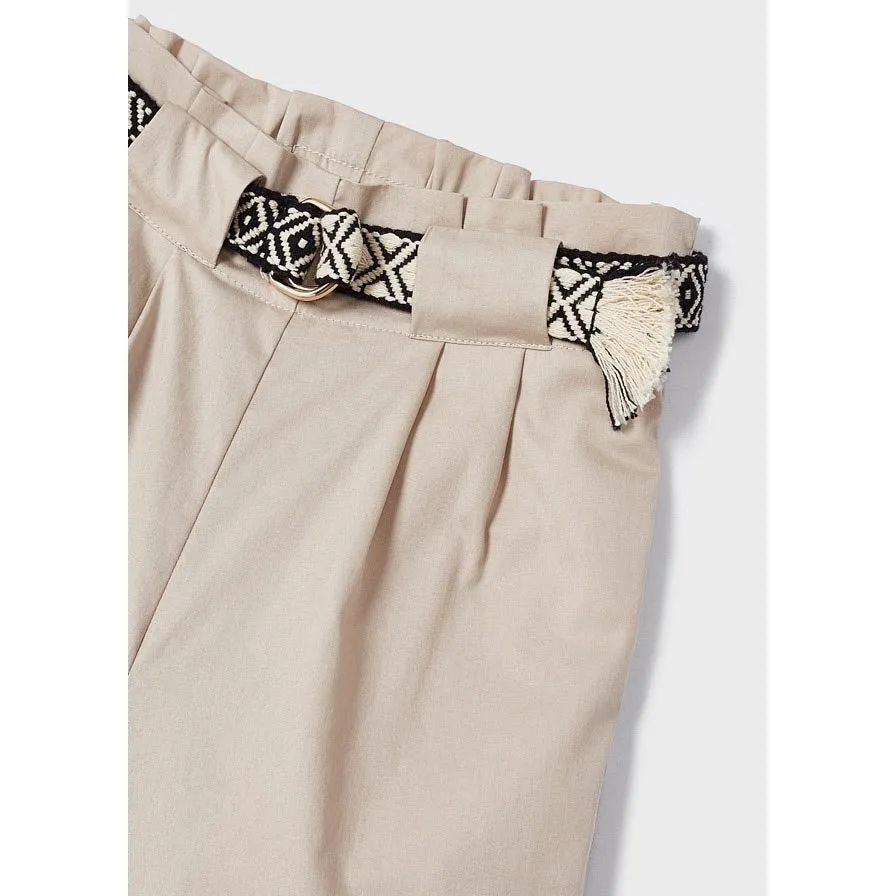 Mayoral Almond Cropped Pants & Belt Set
