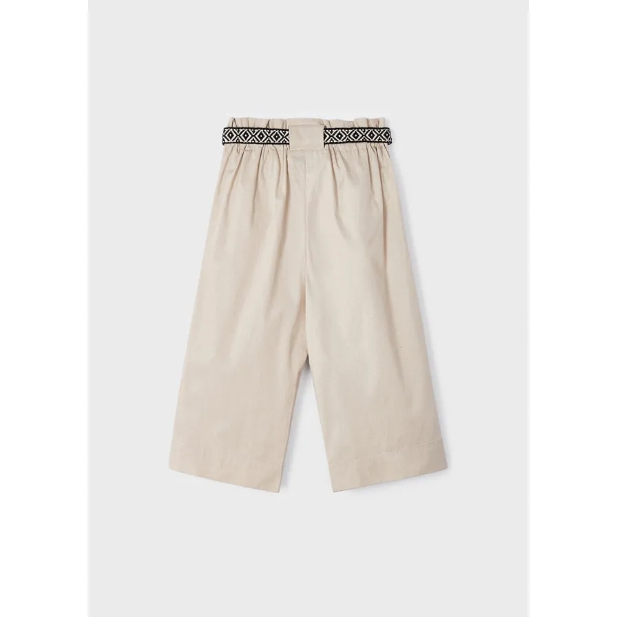 Mayoral Almond Cropped Pants & Belt Set
