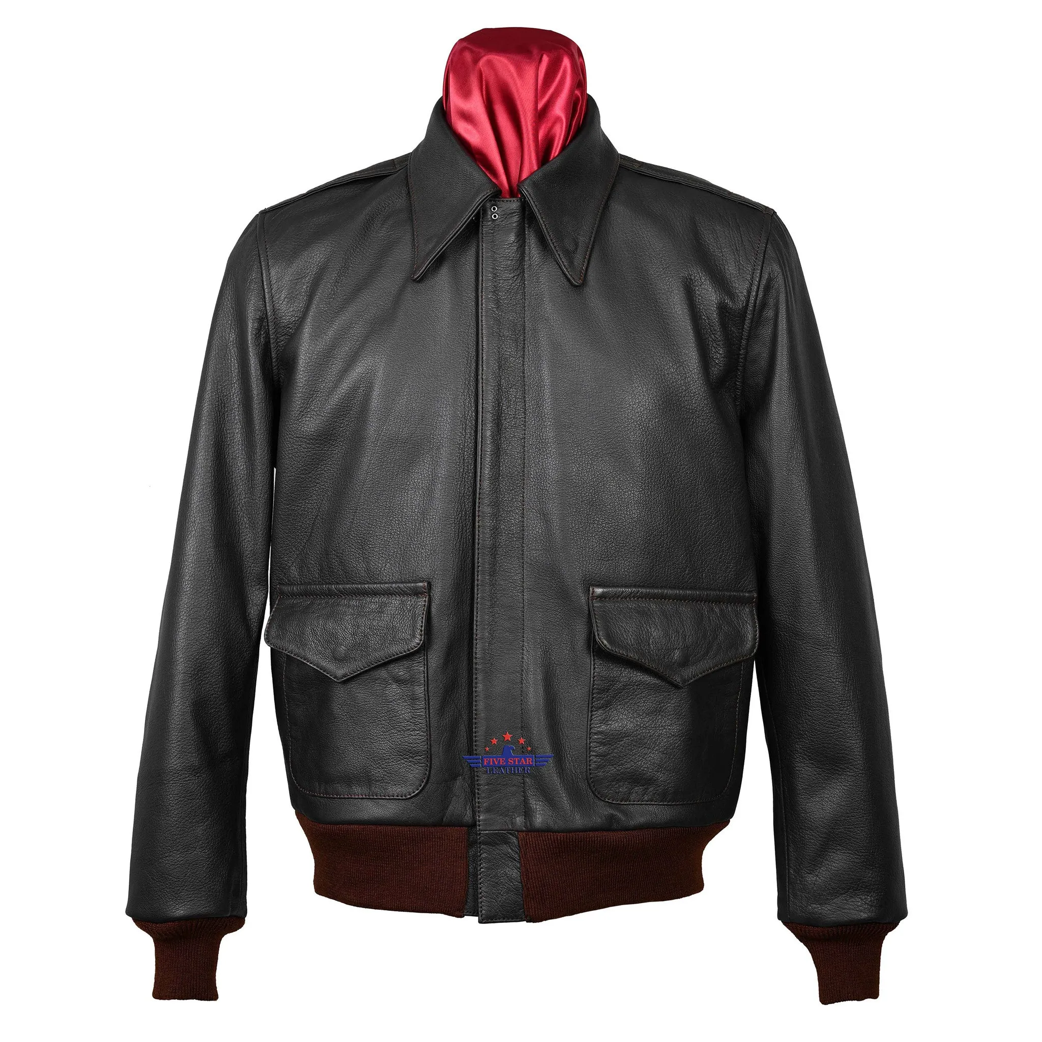 MEN A2 REPRO DAVID D. DONIGER MILITARY FLIGHT REAL GOATSKIN LEATHER JACKET