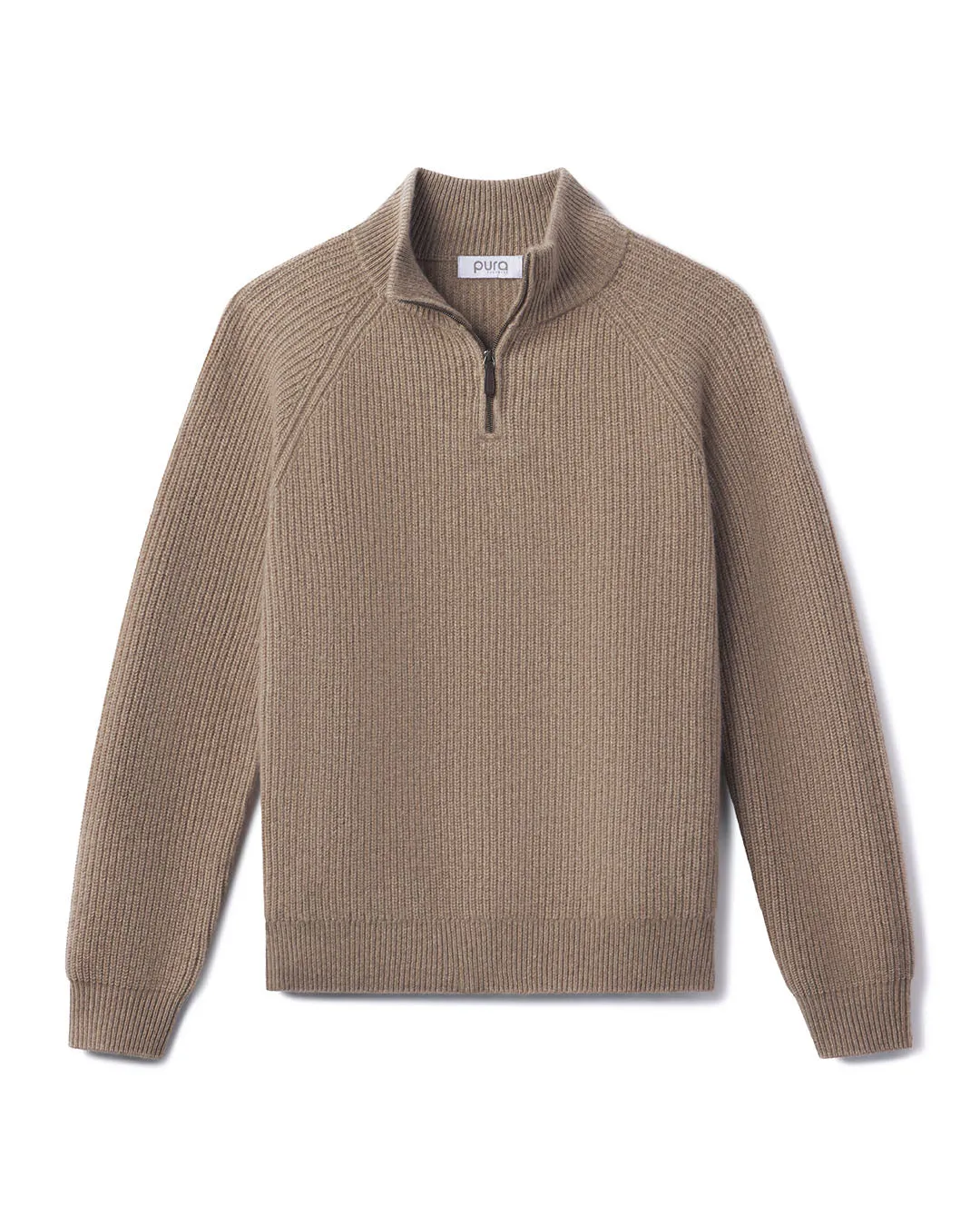Men's Ribbed Cashmere Half Zip
