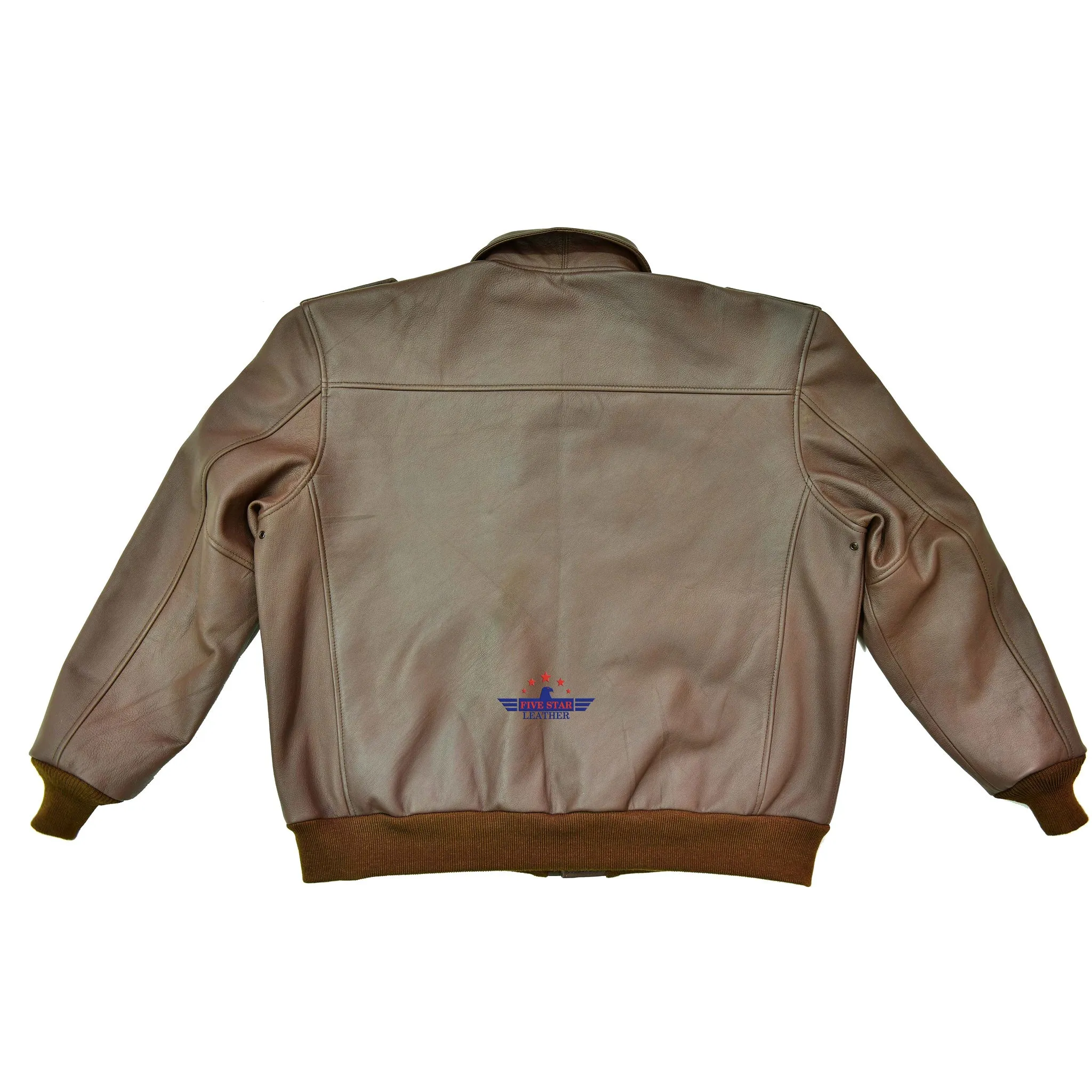 Men's Vintage A2 Sergeant "Oddball" Real Goatskin Leather Jacket Russet Brown