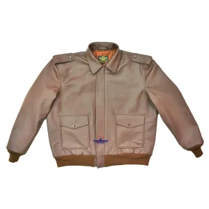 Men's Vintage A2 Sergeant "Oddball" Real Goatskin Leather Jacket Russet Brown