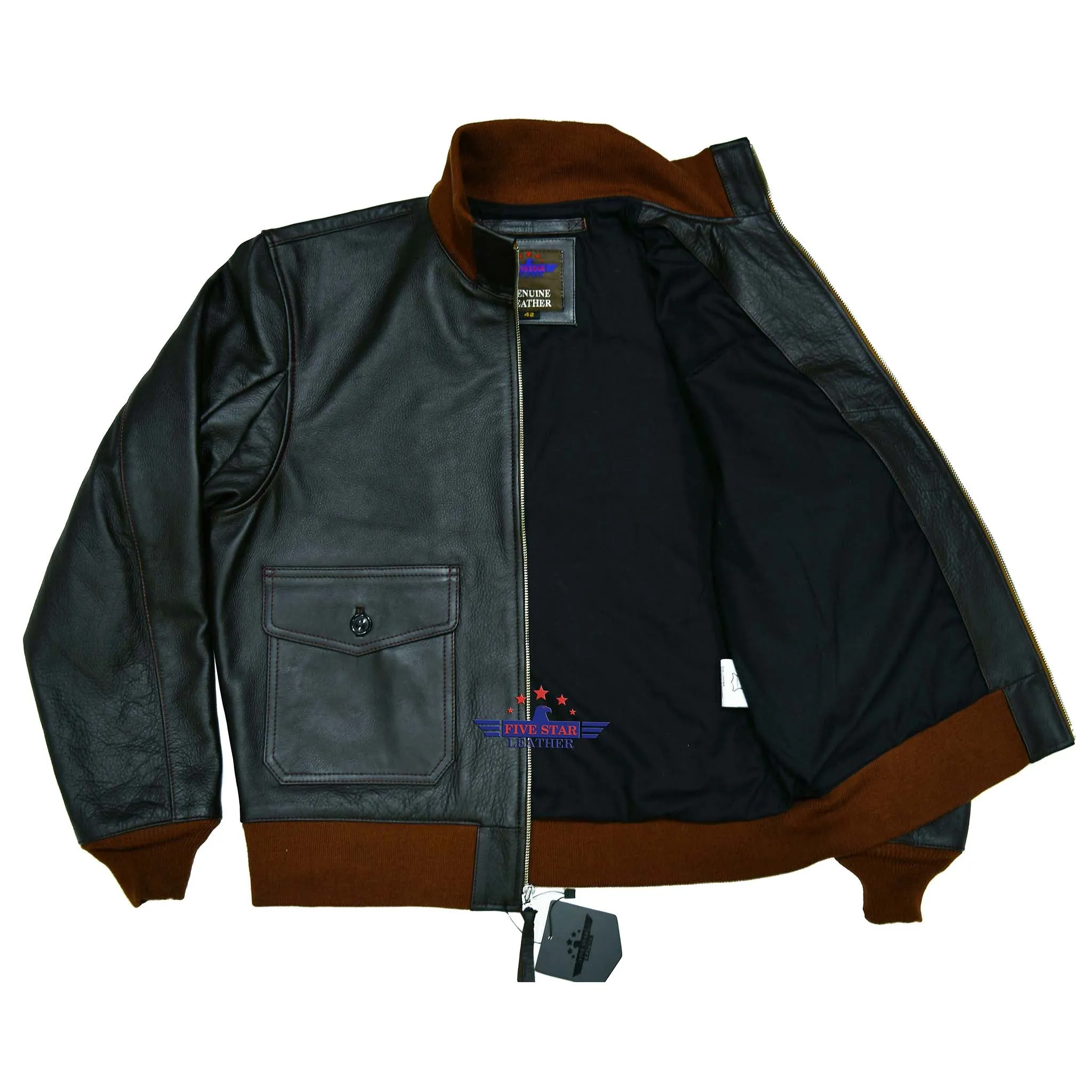 Men's Vintage Amelia Earhart Aviatrix Military Flight Pilot Real Steer Hide Seal Brown Leather Jacket