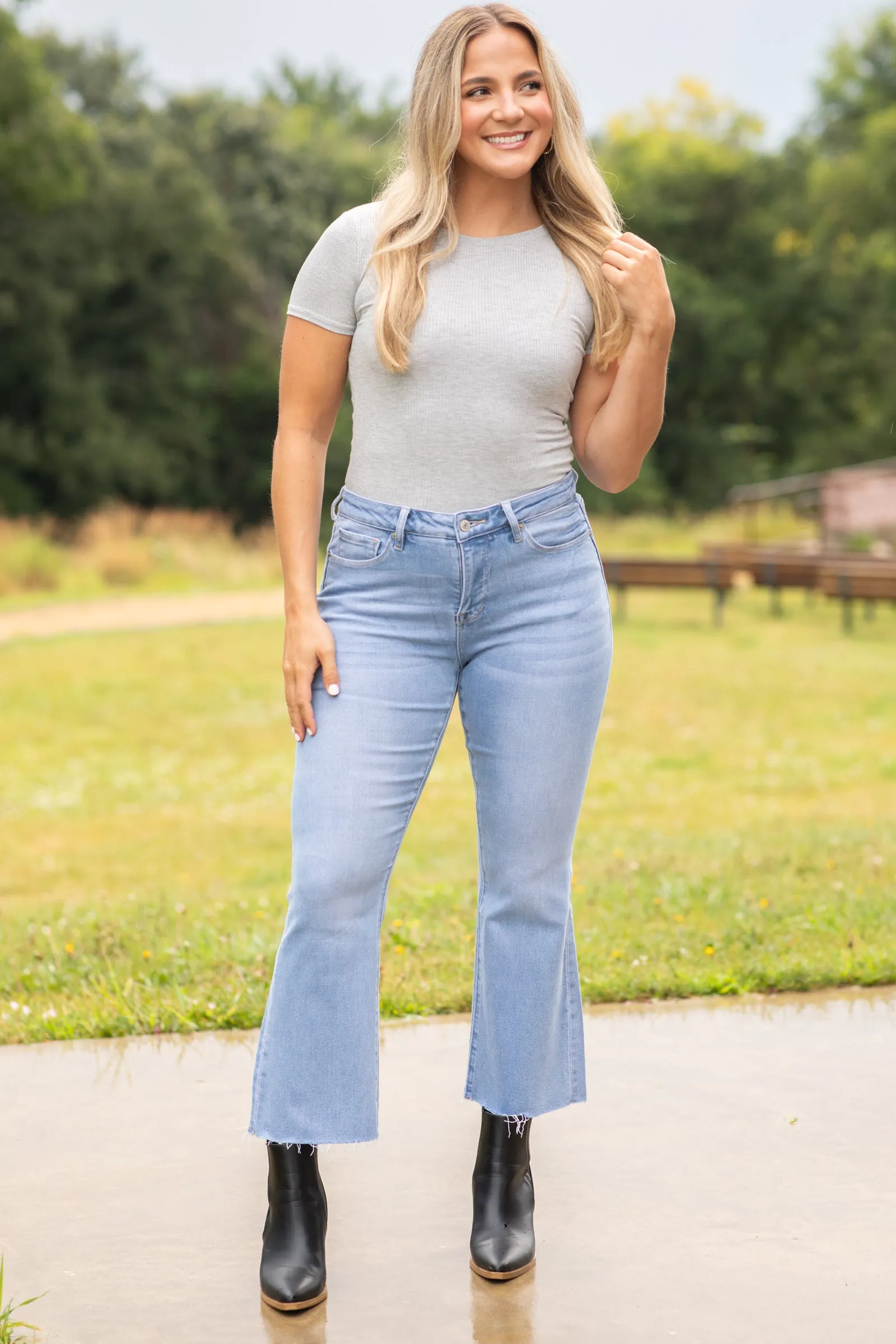 Mica Tummy Tuck High Rise Cropped Flare Jean