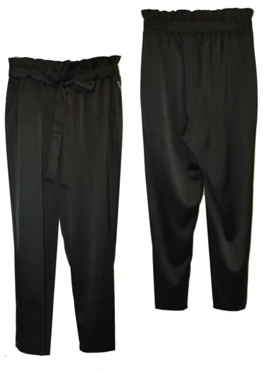 MIDNIGHT HOUR SATIN PANTS BLACK
