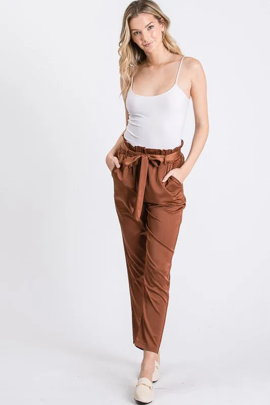 MIDNIGHT HOUR SATIN PANTS BLACK
