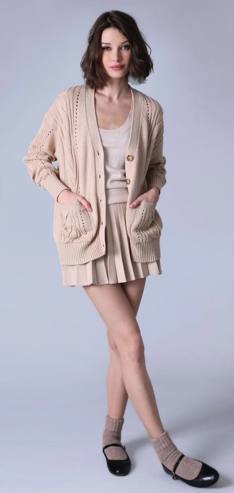 Minnie Rose Oversized Cable Cardigan