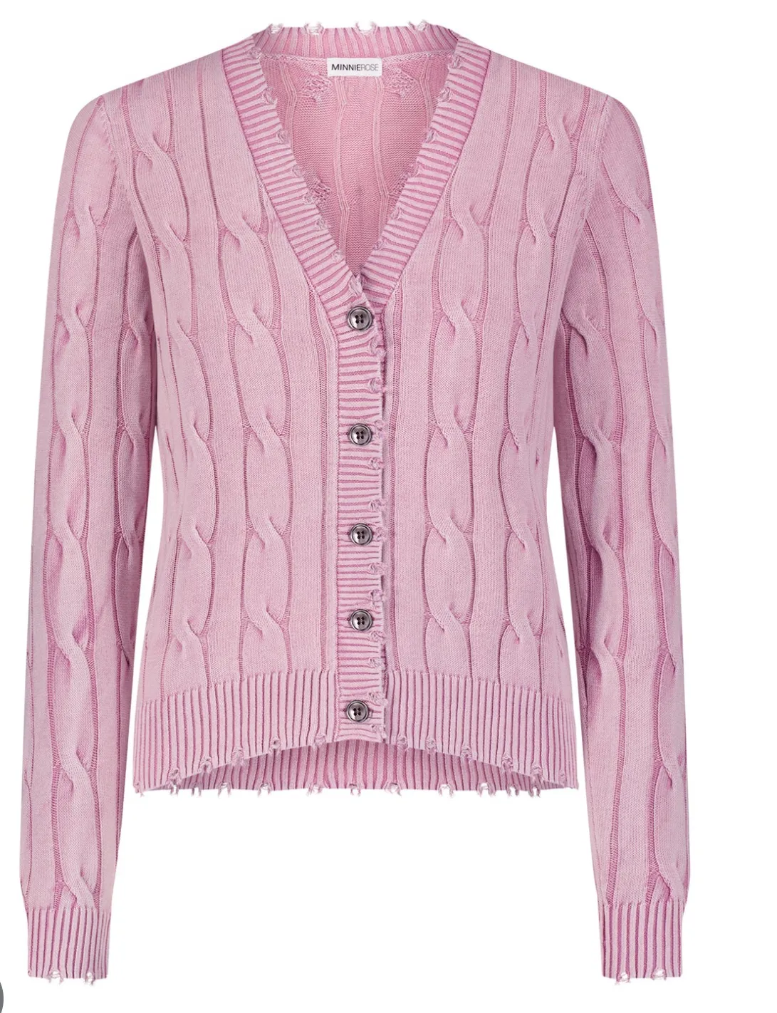 Minnie Rose Stone Wash Cable Cardigan