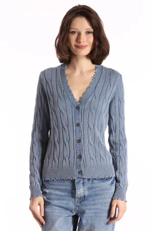 Minnie Rose Stone Wash Cable Cardigan