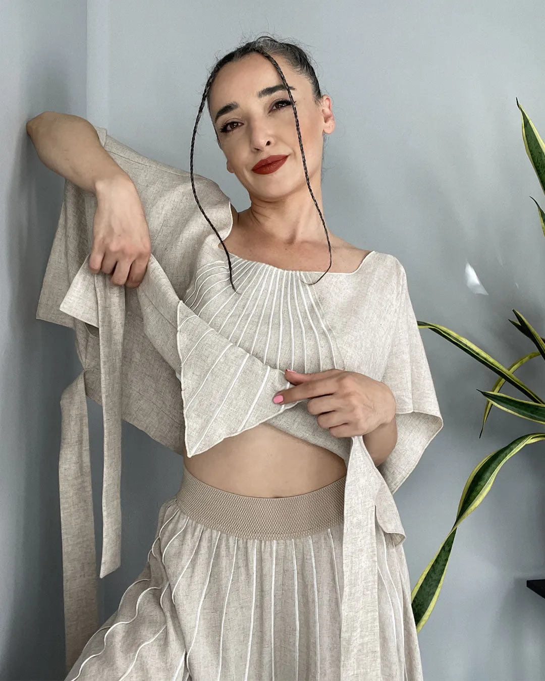 MUDILA LINEN PANTS-SKIRT