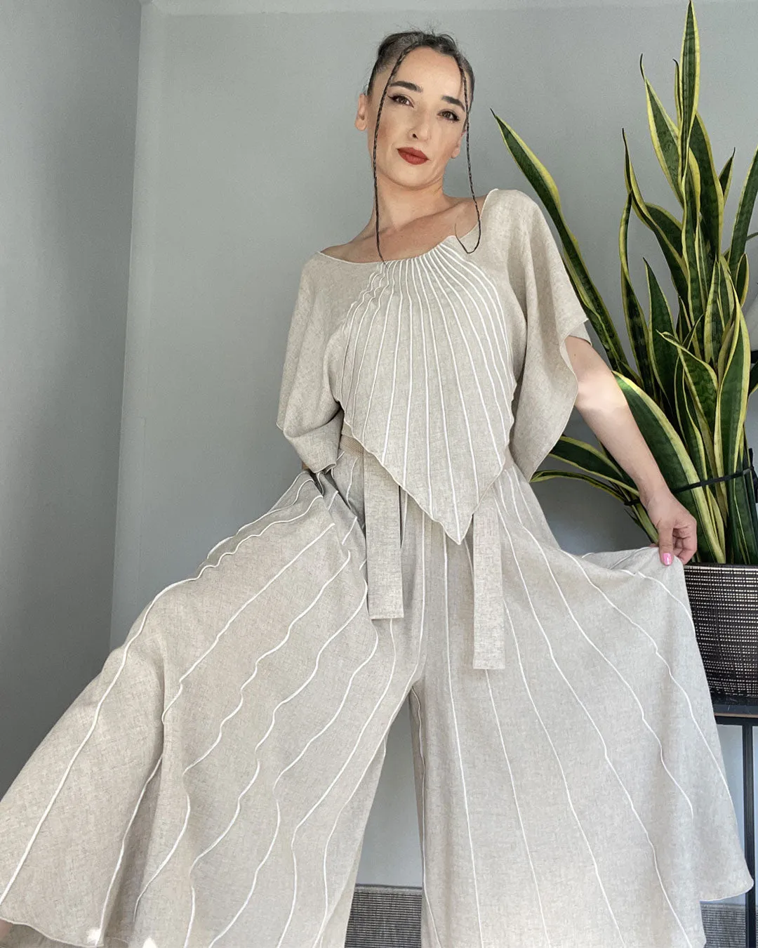 MUDILA LINEN PANTS-SKIRT