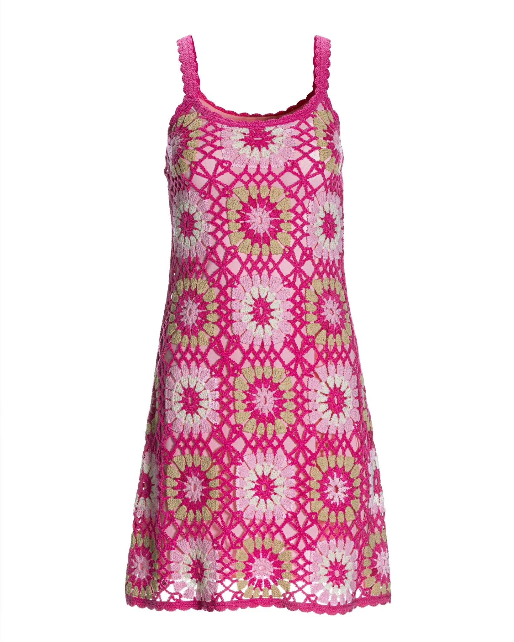 Multi Color Crochet Tank Dress Multi
