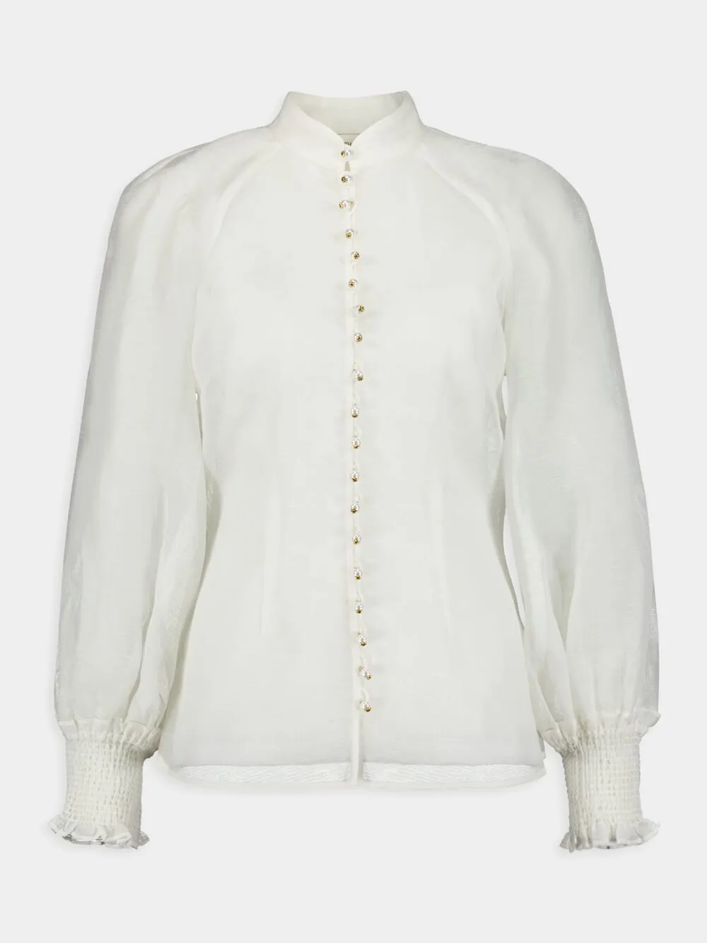 Natura Pearl Button Silk Blouse