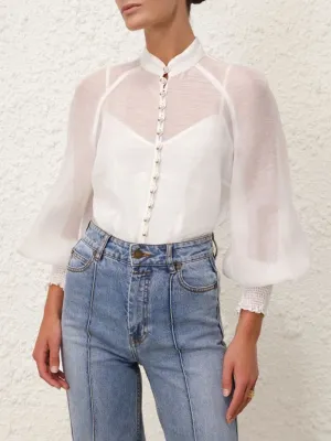 Natura Pearl Button Silk Blouse