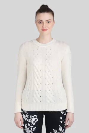 Natural Undyed Cable Knit Cashmere Sweater