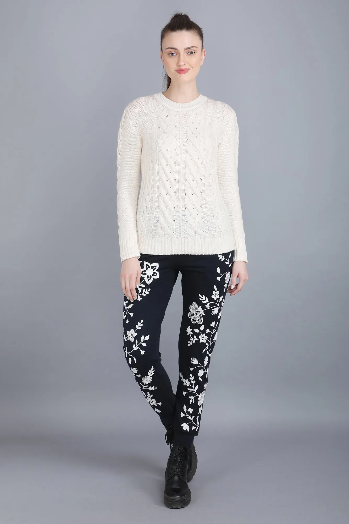 Natural Undyed Cable Knit Cashmere Sweater