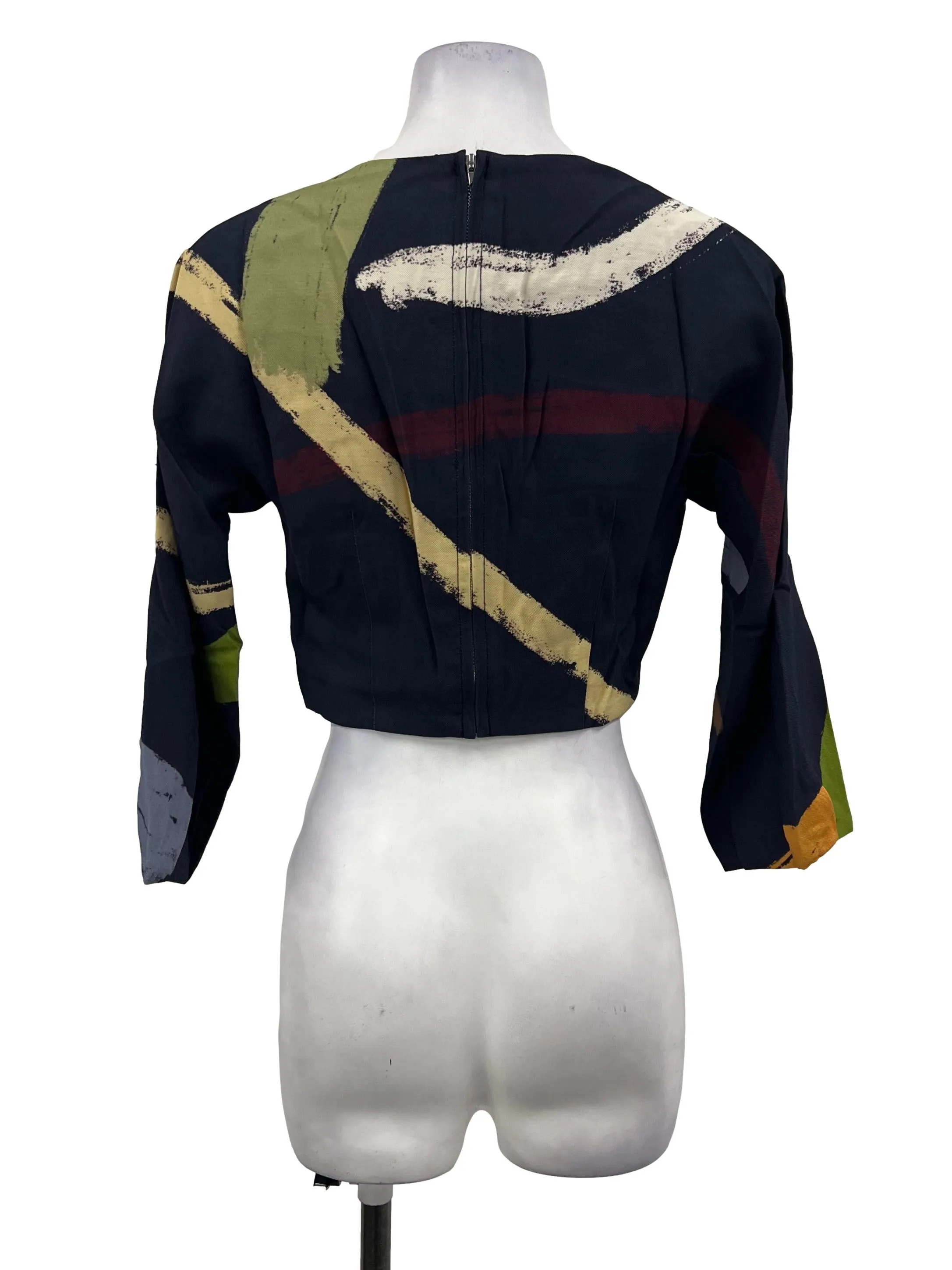Navy Blue Courtyard Straight Neck Top OSN
