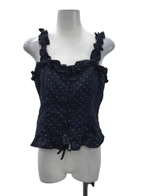 Navy Blue Polka Dot Ruch Top