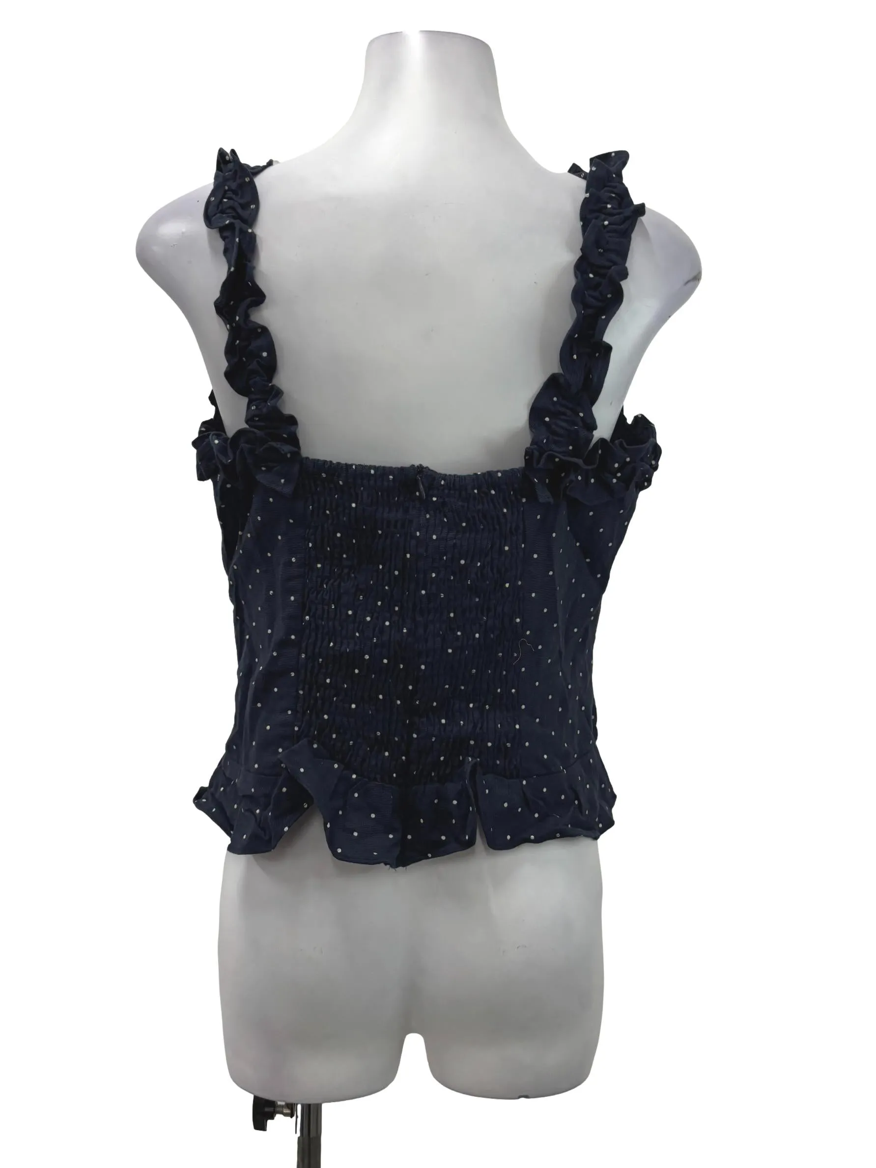 Navy Blue Polka Dot Ruch Top