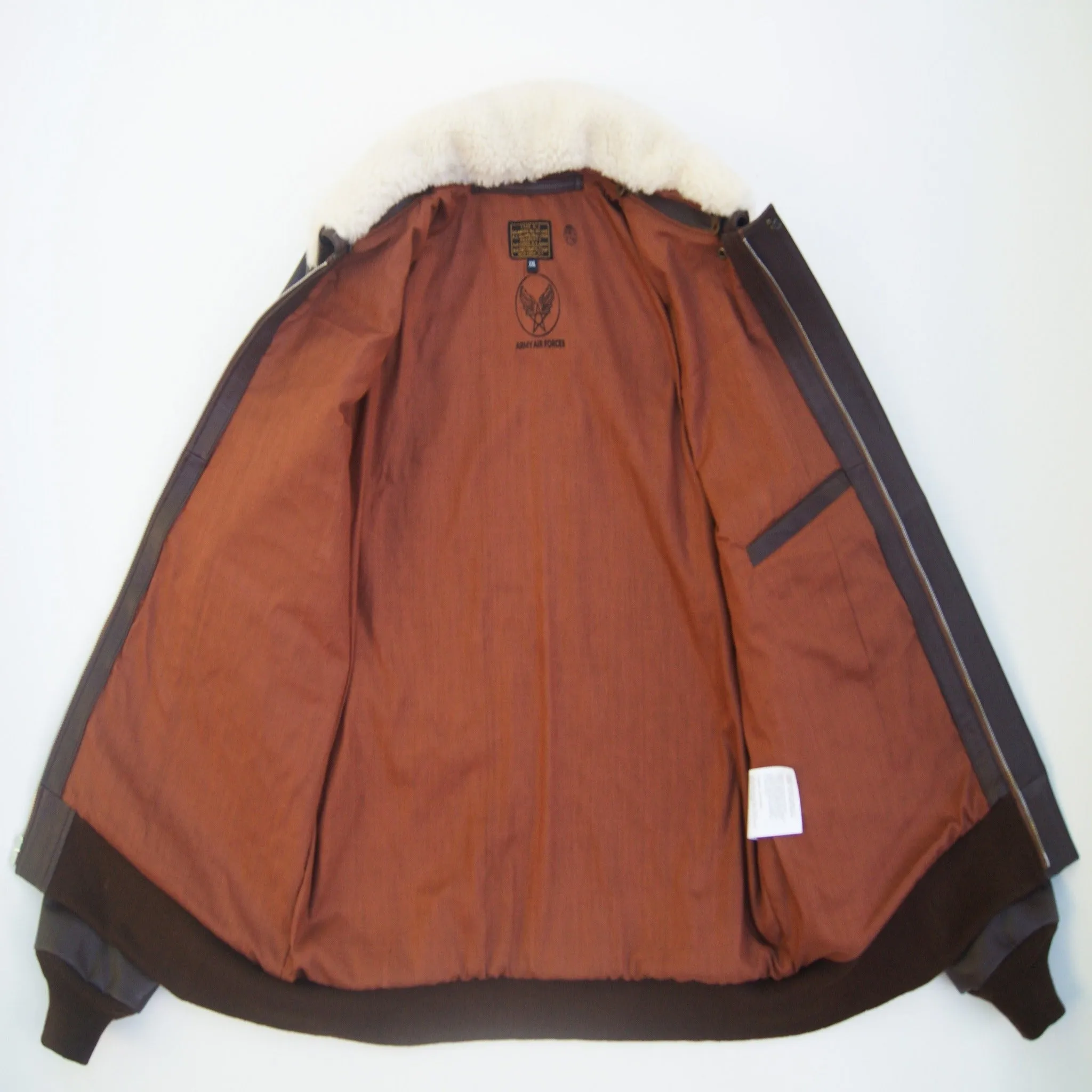 New Men Real Repro Bomber A-2 Genuine Leather Fur Collar Pilot Flying Jacket