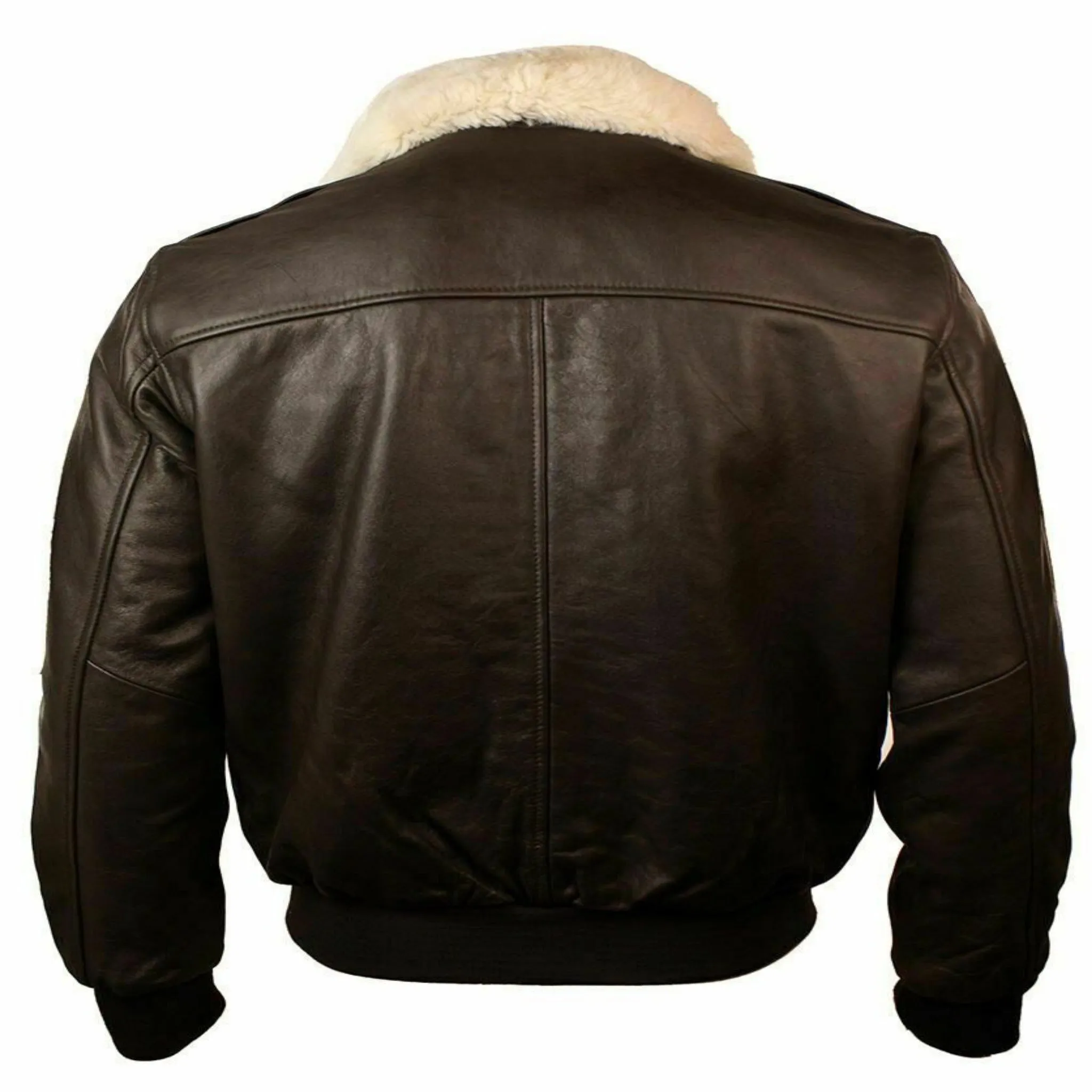 New Men Real Repro Bomber A-2 Genuine Leather Fur Collar Pilot Flying Jacket