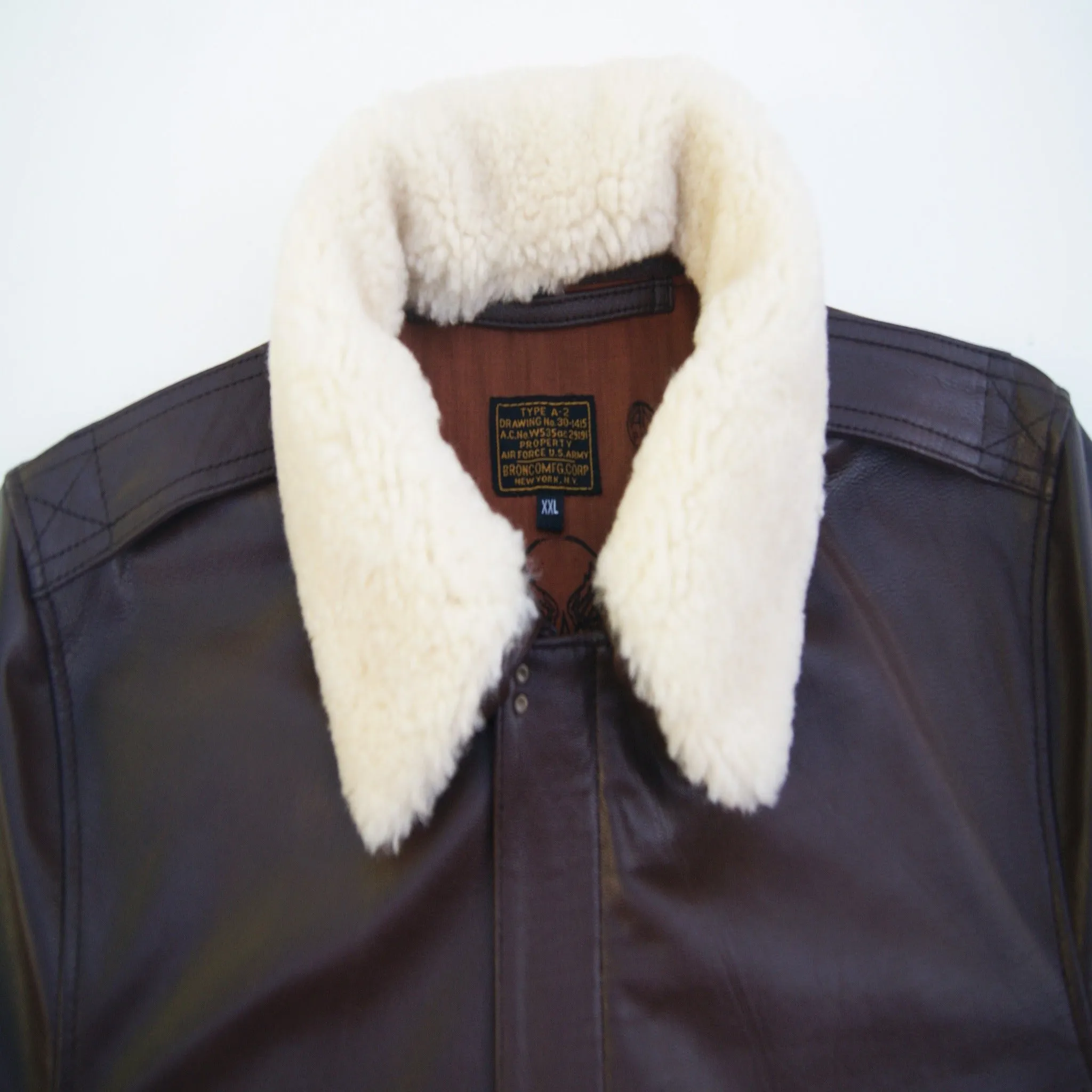 New Men Real Repro Bomber A-2 Genuine Leather Fur Collar Pilot Flying Jacket