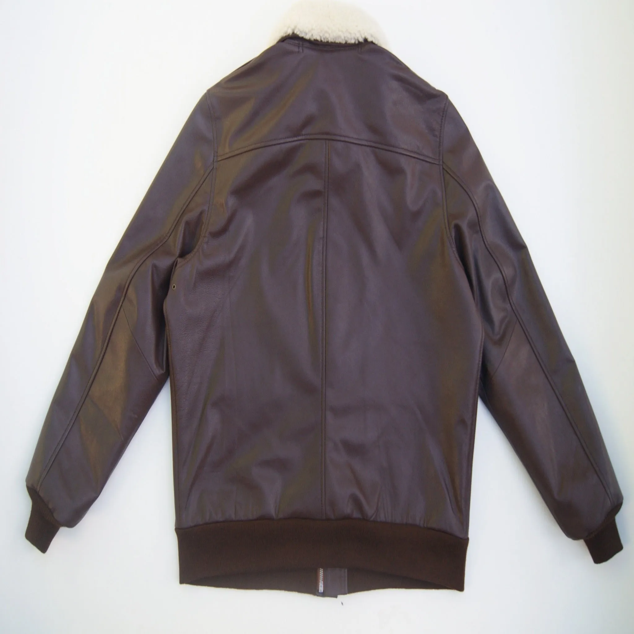 New Men Real Repro Bomber A-2 Genuine Leather Fur Collar Pilot Flying Jacket
