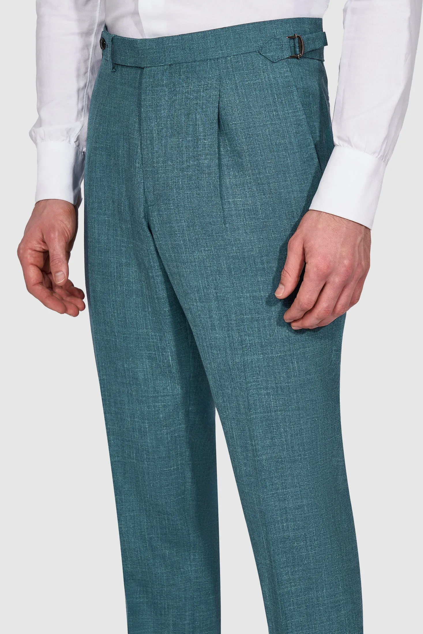 New SUITREVIEW Elmhurst Petrol Wool, Silk, Linen Loro Piana DB Suit - Size 36R and 38R  (Other Sizes Special Order)