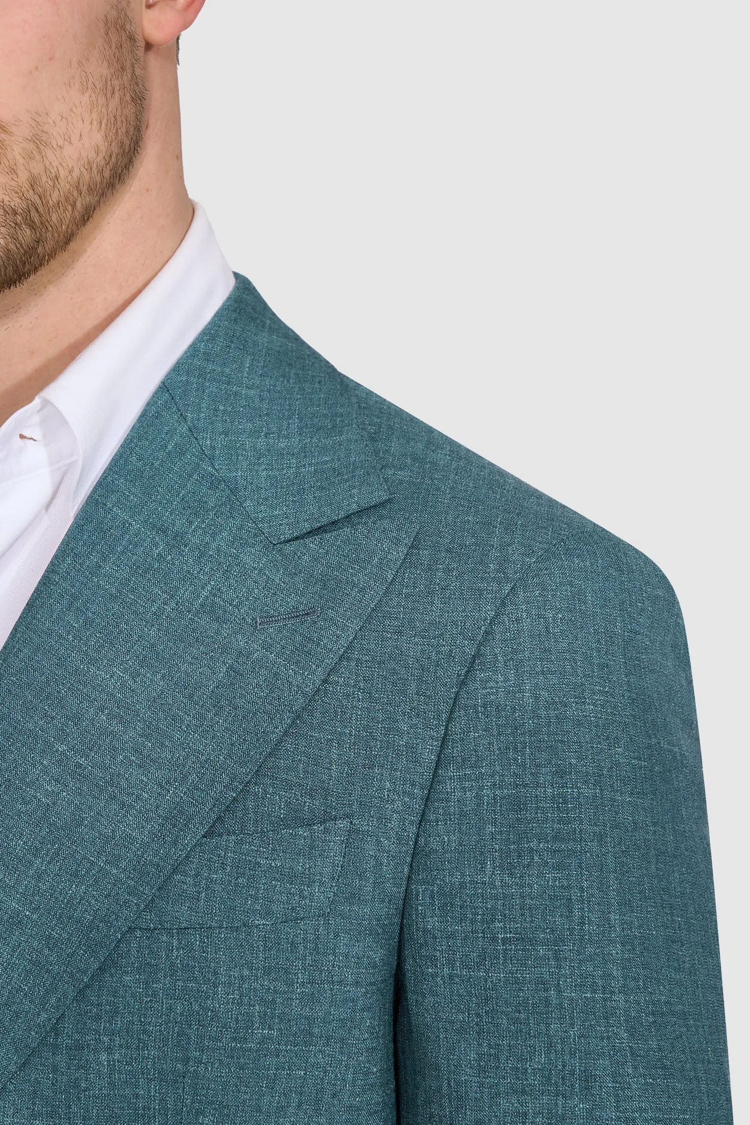 New SUITREVIEW Elmhurst Petrol Wool, Silk, Linen Loro Piana DB Suit - Size 36R and 38R  (Other Sizes Special Order)