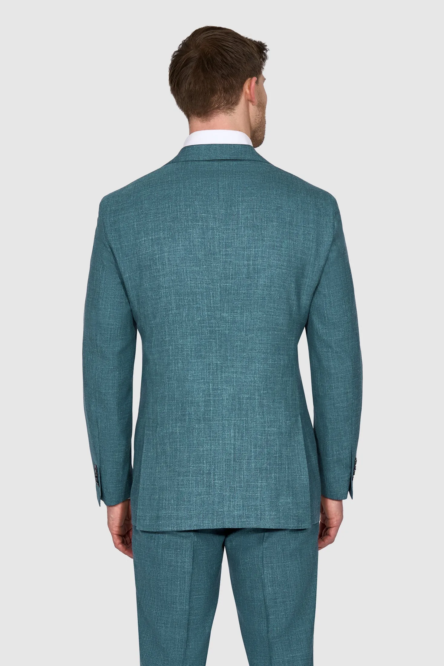New SUITREVIEW Elmhurst Petrol Wool, Silk, Linen Loro Piana DB Suit - Size 36R and 38R  (Other Sizes Special Order)