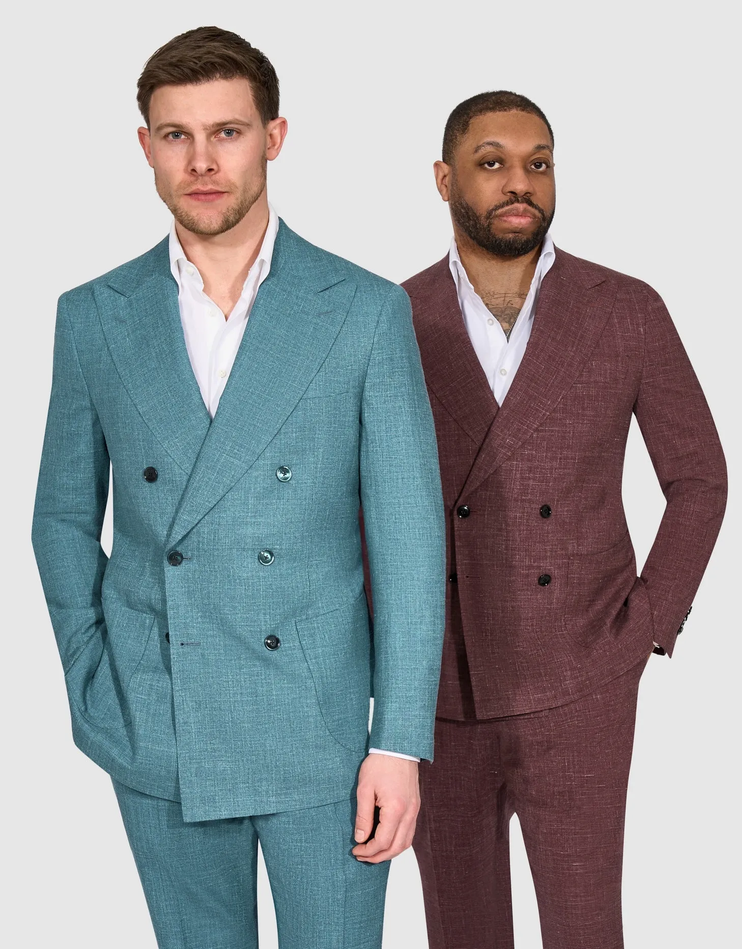 New SUITREVIEW Elmhurst Purple Wool, Silk, Linen Natural Stretch Loro Piana DB Suit - Size 38R and 42S  (Other Sizes Special Order)