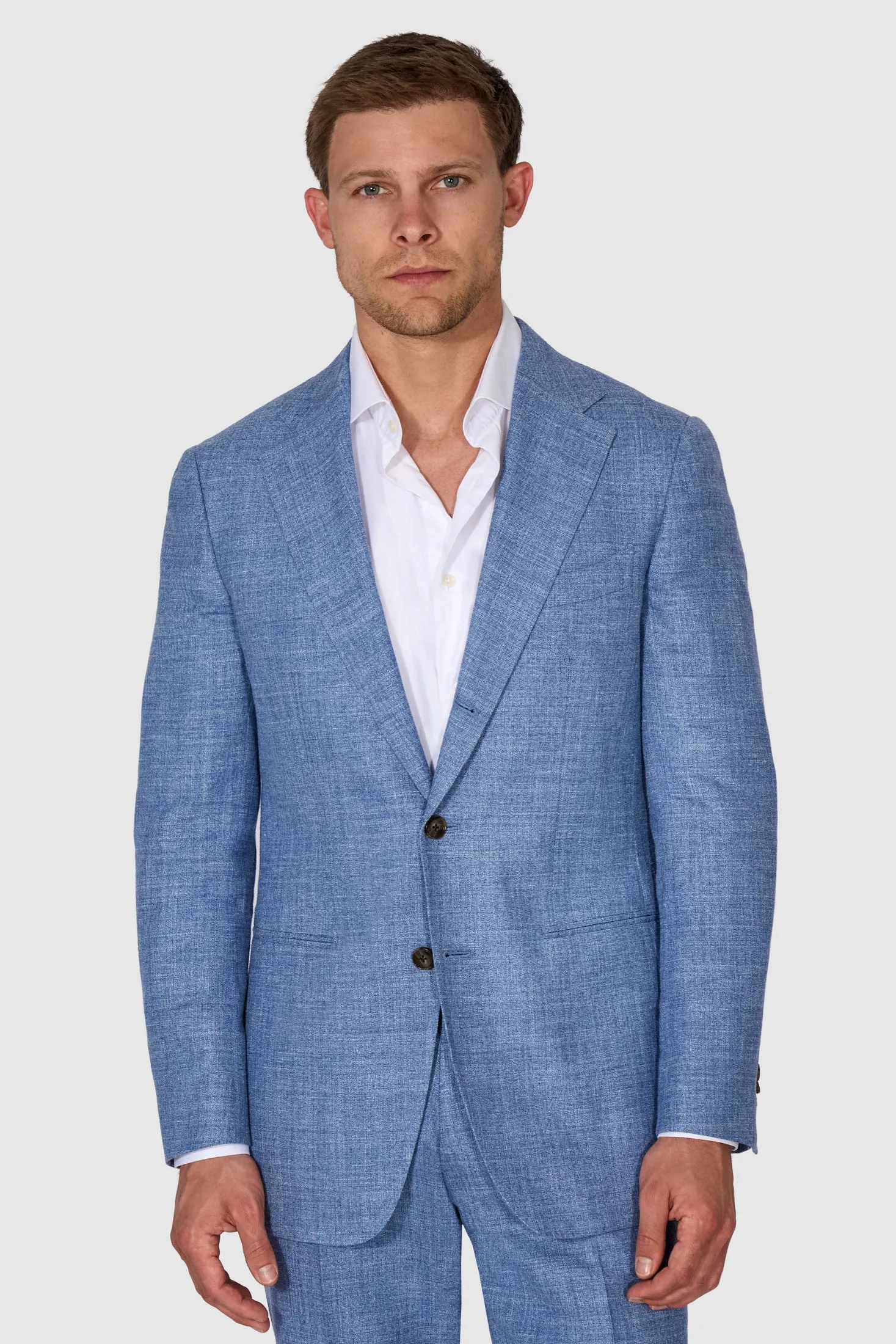 New Suitsupply Havana Light Blue Wool, Silk and Linen Suit - Size 42S