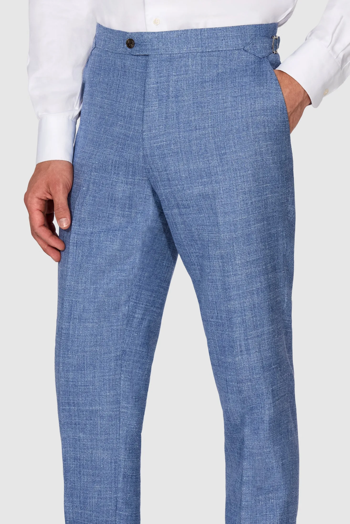 New Suitsupply Havana Light Blue Wool, Silk and Linen Suit - Size 42S
