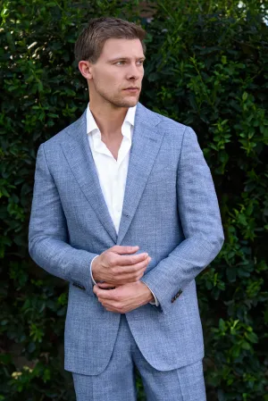 New Suitsupply Havana Light Blue Wool, Silk and Linen Suit - Size 42S