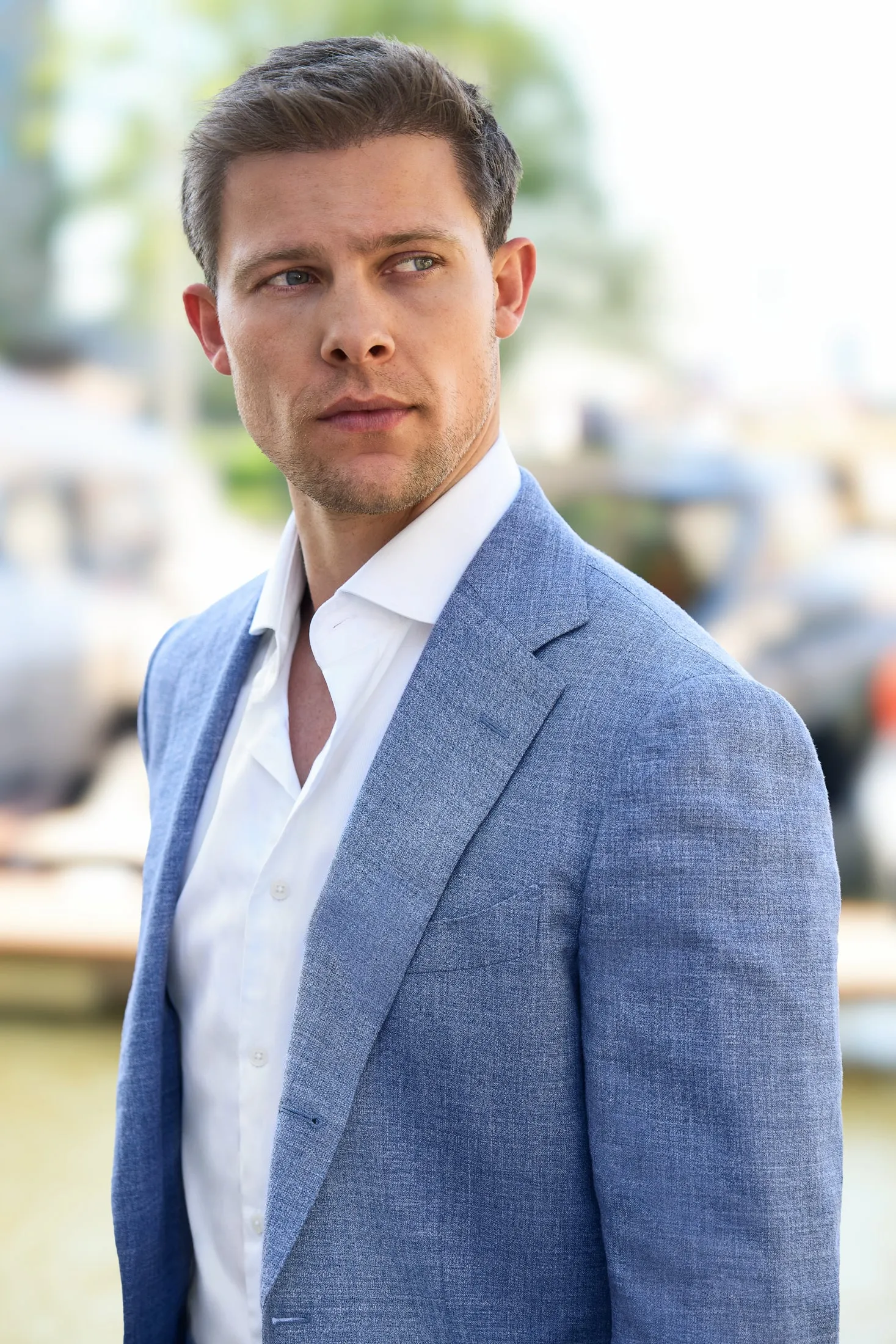 New Suitsupply Havana Light Blue Wool, Silk and Linen Suit - Size 42S