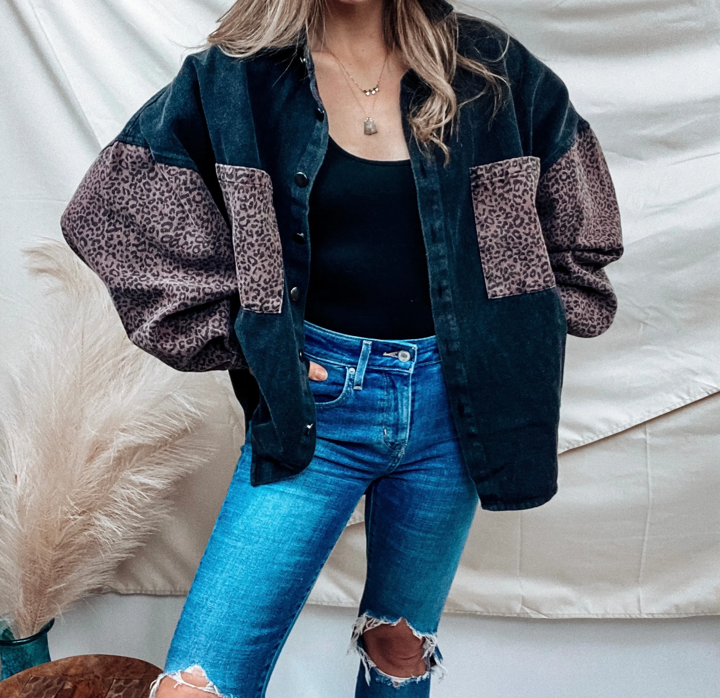 Nikki Leopard Jean Jacket