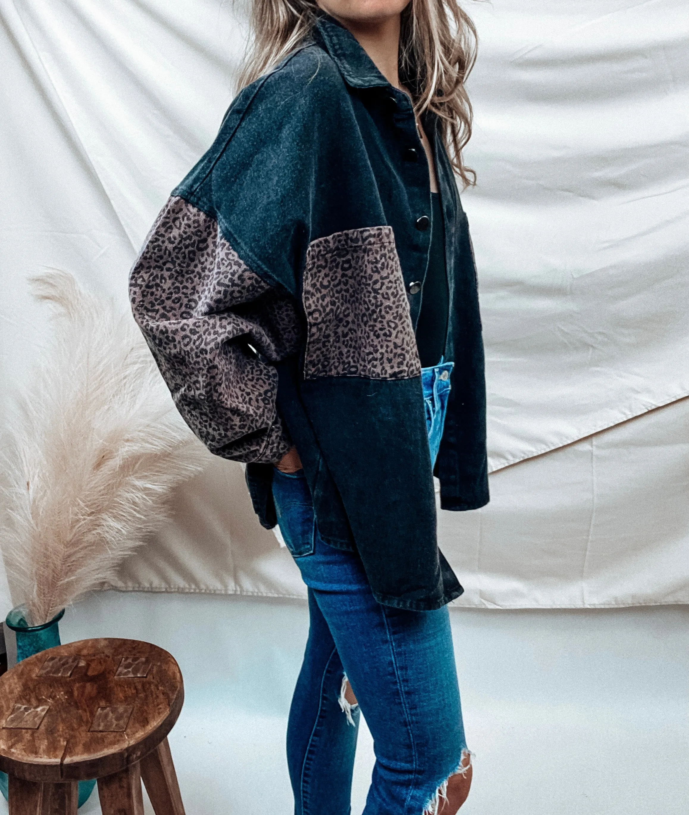 Nikki Leopard Jean Jacket