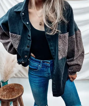 Nikki Leopard Jean Jacket