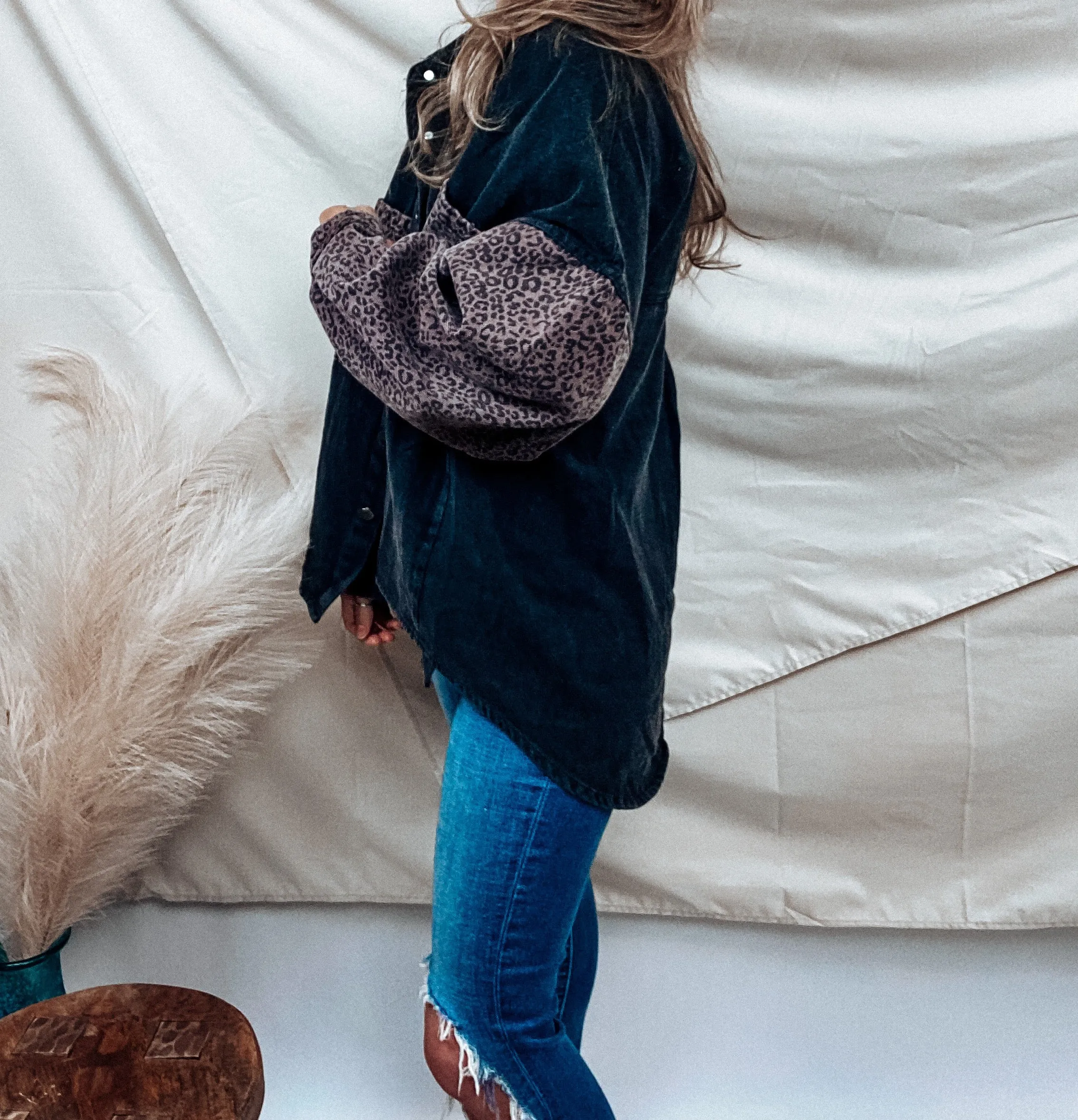 Nikki Leopard Jean Jacket
