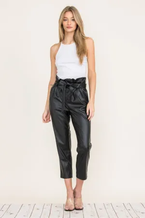 NOVE VEGAN LEATHER CROPPED PANTS