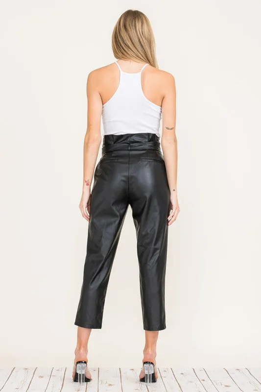 NOVE VEGAN LEATHER CROPPED PANTS