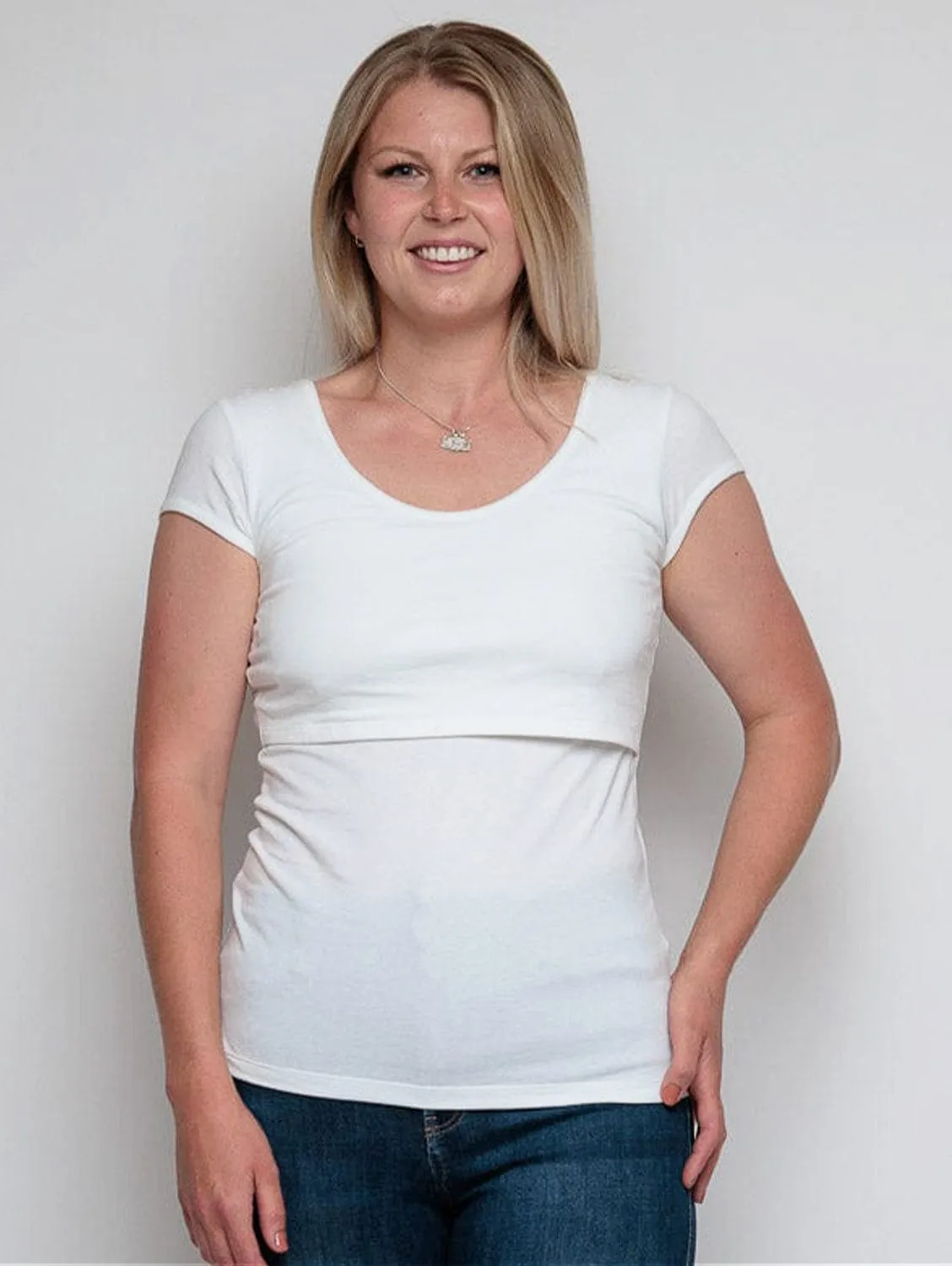 Nursing Short Sleeve Twin Pack Cotton T-Shirt | Black & White