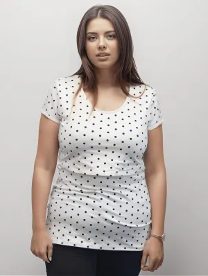 Nursing Short Sleeve Twin Pack Cotton T-Shirt | White & Cream/Black Spots