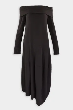 Off The Shoulder T-Shirt Dress in Black