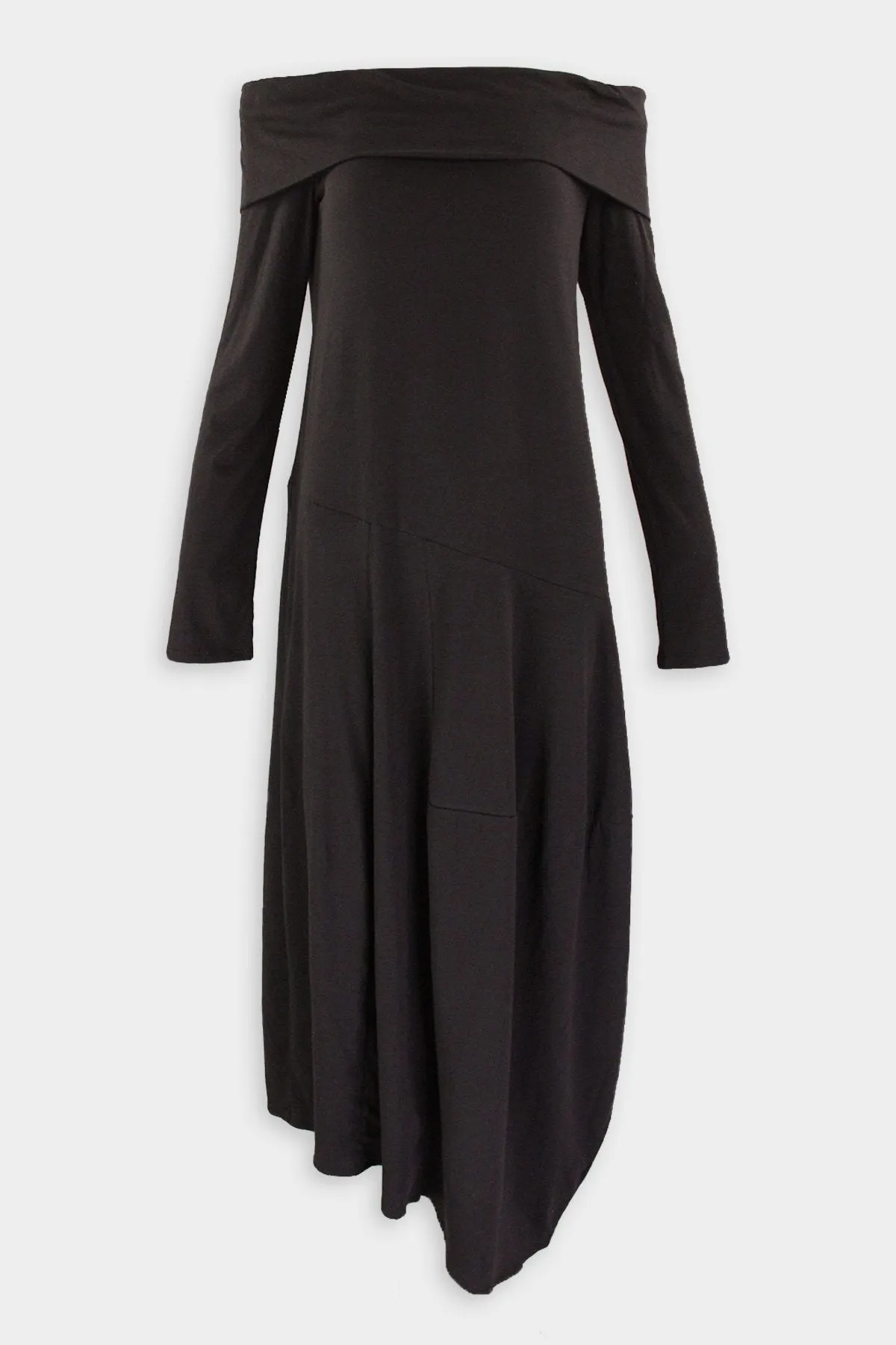 Off The Shoulder T-Shirt Dress in Black