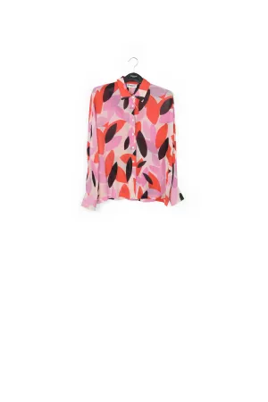 Off-white, red and pink abstract print shirt