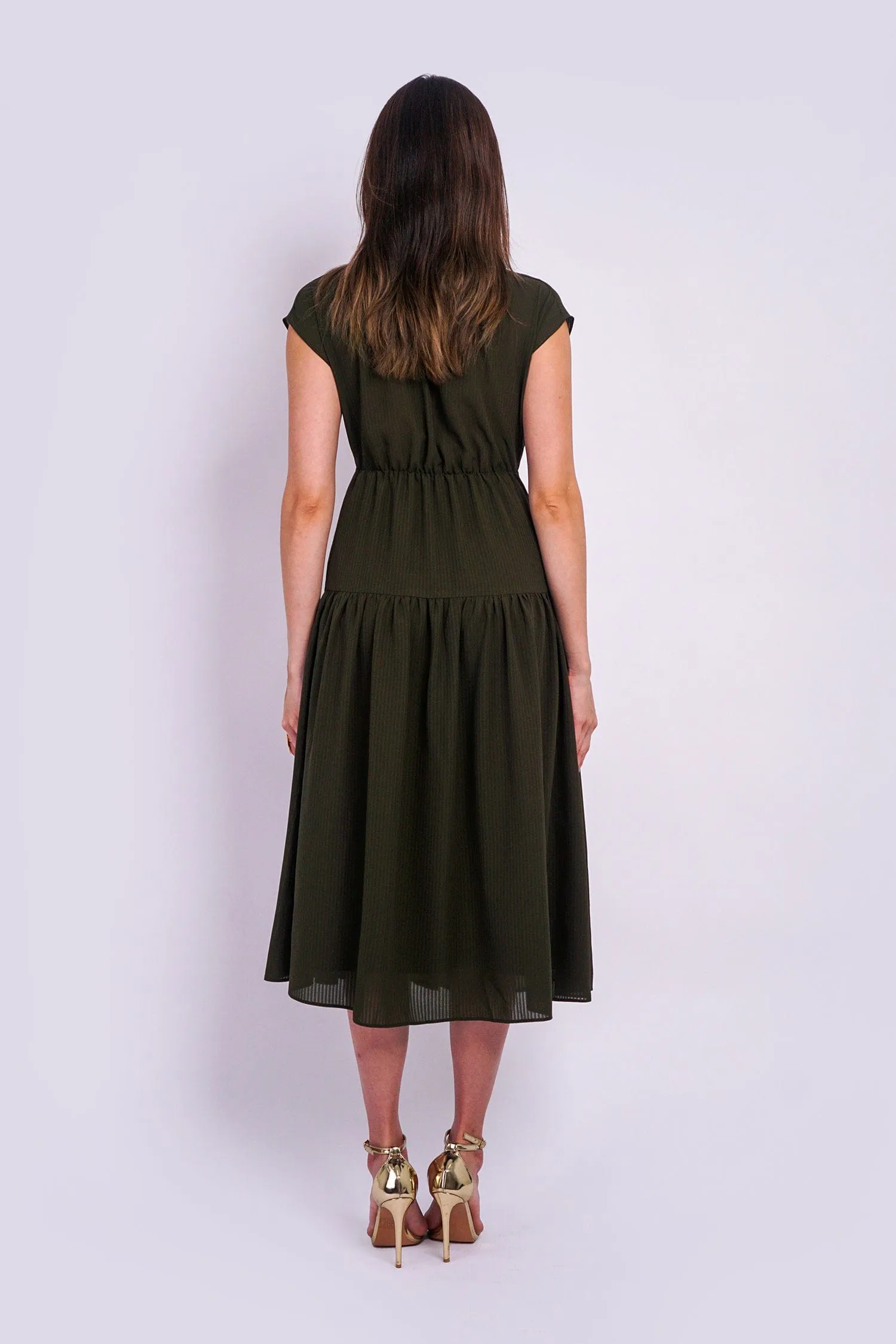 Olive Stripe Forever Alita Shirt Dress