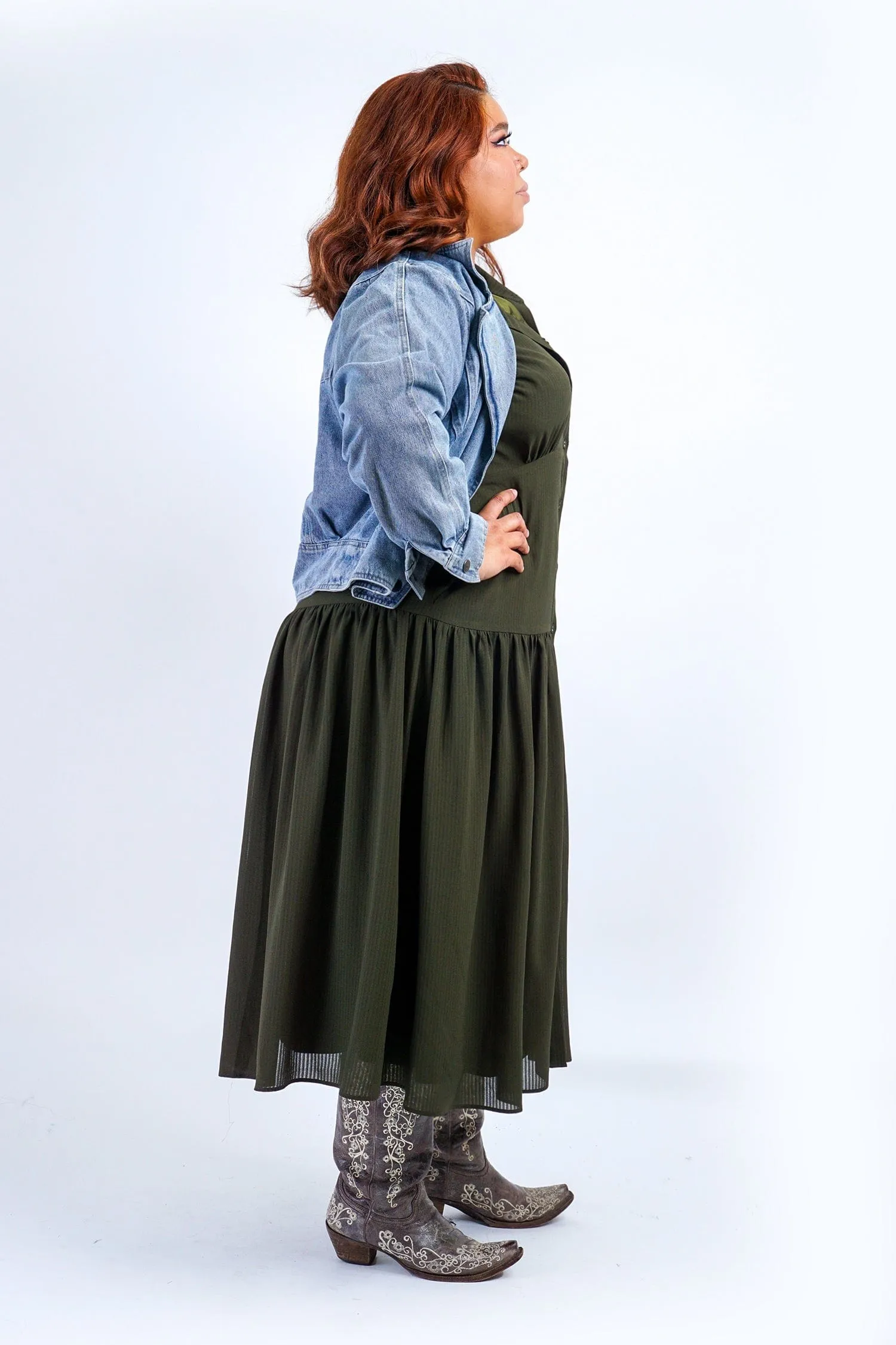 Olive Stripe Forever Alita Shirt Dress